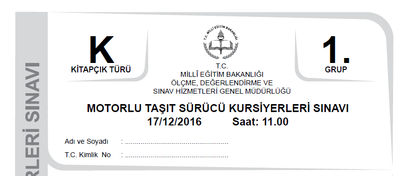 17 Aralık 2016 Ehliyet Sınav Soruları Çöz