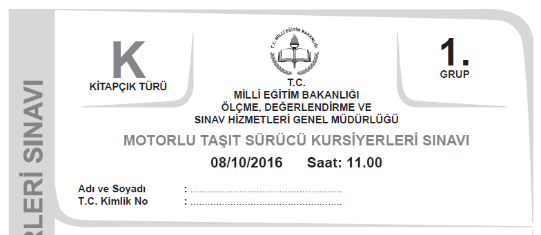 8 Ekim 2016 Ehliyet Sınav Soruları Çöz
